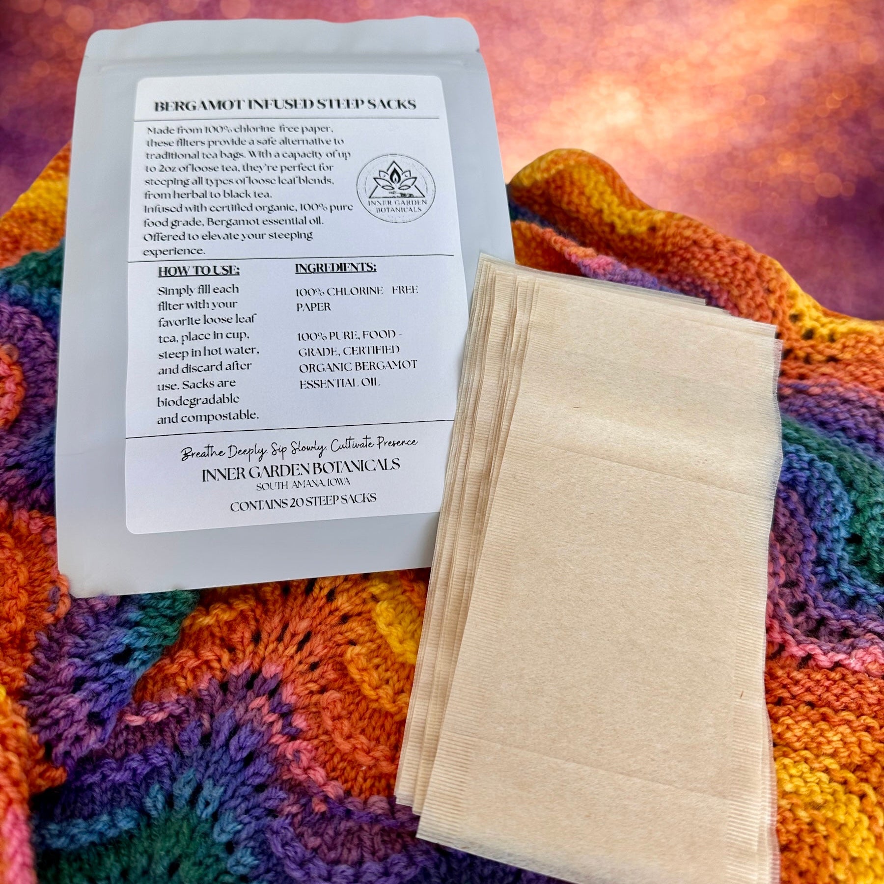100% Organic Pure Bergamot Oil - Infused Steep Sacks